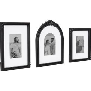 image:imageKate and Laurel Arendahl ThreePiece Picture Frame Set Silver Set of 3 Varying Sizes Vintage Rectangle and Arched Photo Frame Set for Use as Gallery Wall FramesBlack