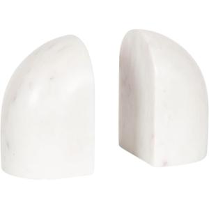 image:imageKate and Laurel Brookhart Modern TwoPiece Marble Bookends for Bookshelf Decor Set of 2 4 x 4 x 6 White Marble Decorative Stone Bookend Set for Use as Wall Shelf Filler or Entryway Table Decor