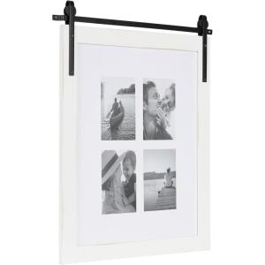image:imageKate and Laurel Cates Farmhouse Wooden Vertical Collage Picture Frame 16x26 Matted to 4 4x6 Rustic Brown Rectangle Photograph Frame Fitting Four 4x6 Images with Barn DoorInspired DesignWhite