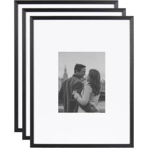 image:imageKate and Laurel Gallery Rectangle Picture Frame Set of 3 16 x 20 matted to 8 x 10 Black Modern ThreePiece Photo Frame Set for Gallery Wall Decor in Living Room Wall Display