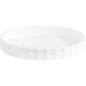 image:imageKate and Laurel Lissi Decorative Round Tray with Wavy Design 16 Inch Diameter Black Modern Scalloped Circle Serving for Coffee Table Ottoman Dining Table or Entryway CatchAllWhite
