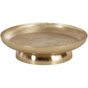 image:imageKate and Laurel Stovring Modern Metal Round Lazy Susan 12 Inch Diameter Gold Transitional Aluminum Circular Rotating Pedestal Tray Organizer for Tabletop Decor or Kitchen Storage