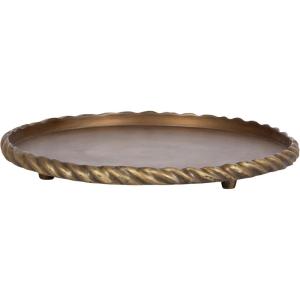 image:imageKate and Laurel Trenza Decorative Round Spiraled Metal Tray with Feet 14 Inch Diameter Antique Brass Circle Footed Coffee Table Tray for Use as Kitchen Counter Display or Living Room Decor Accent