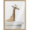 image:imageKate and Laurel Blake Bathroom Bubble Bath Giraffe Framed Printed Glass Wall Art by The Creative Bunch Studio 18x24 Natural Baby Animal Art for Wall