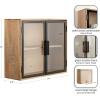 image:imageKate and Laurel Brogan Modern Rectangle Wall Cabinet 24 x 9 x 20 Natural Wood and Black Glass Display Cabinet for OverTheToilet Bathroom Storage Cabinet or Living Room Storage CabinetNatural