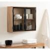 image:imageKate and Laurel Brogan Modern Rectangle Wall Cabinet 24 x 9 x 20 Natural Wood and Black Glass Display Cabinet for OverTheToilet Bathroom Storage Cabinet or Living Room Storage CabinetNatural