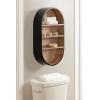 image:imageKate and Laurel Hutton Modern Capsule Wall Shelf 16 x 28 Light Natural and Black Minimal Round Oval Wall Shelves for Above Toilet Bathroom Storage or Cute Nursery Shelving