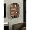 image:imageKate and Laurel Hutton Modern Capsule Wall Shelf 16 x 28 Light Natural and Black Minimal Round Oval Wall Shelves for Above Toilet Bathroom Storage or Cute Nursery Shelving