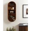 image:imageKate and Laurel Hutton Modern Tall Capsule Wall Shelf 13 x 33 Walnut Brown Slim Round Oval Wall Shelves for Above Toilet Bathroom Storage or Cute Nursery Shelving