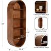 image:imageKate and Laurel Hutton Modern Tall Capsule Wall Shelf 13 x 33 Walnut Brown Slim Round Oval Wall Shelves for Above Toilet Bathroom Storage or Cute Nursery Shelving