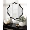 image:imageKate and Laurel Lalina Modern Scalloped Round Wall Mirror 24 Inch Diameter Black Decorative Glamorous Wall Decor AccentBlack