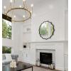 image:imageKate and Laurel Lalina Modern Scalloped Round Wall Mirror 24 Inch Diameter Black Decorative Glamorous Wall Decor AccentBlack
