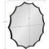 image:imageKate and Laurel Lalina Modern Scalloped Round Wall Mirror 24 Inch Diameter Black Decorative Glamorous Wall Decor AccentBlack