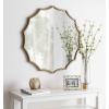 image:imageKate and Laurel Lalina Modern Scalloped Round Wall Mirror 24 Inch Diameter Black Decorative Glamorous Wall Decor AccentGold