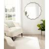 image:imageKate and Laurel Lalina Modern Scalloped Round Wall Mirror 24 Inch Diameter Black Decorative Glamorous Wall Decor AccentSilver
