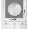 image:imageKate and Laurel Lalina Modern Scalloped Round Wall Mirror 24 Inch Diameter Black Decorative Glamorous Wall Decor AccentSilver