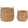 image:imageKate and Laurel Livia Modern TwoPiece Woven Basket Set 16 x 16 and 13 x 13 Natural Water Hyacinth Transitional Natural Wicker Baskets for Use as Woven Planters or Living Room Blanket BasketsNatural
