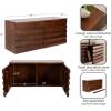 image:imageKate and Laurel Semsa Modern Fluted TwoDoor Wall Cabinet 30 x 10 x 14 Walnut Brown Decorative Storage Cabinet for Use as Floating Nightstand or Floating TV Shelf