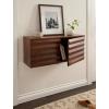 image:imageKate and Laurel Semsa Modern Fluted TwoDoor Wall Cabinet 30 x 10 x 14 Walnut Brown Decorative Storage Cabinet for Use as Floating Nightstand or Floating TV Shelf