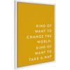 image:imageKate and Laurel Sylvie Change The World Nap Framed Canvas Wall Art by Apricot and Birch 18x24 White Humorous Motivational Art for Wall