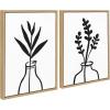 image:imageKate and Laurel Sylvie Modern Botanical Vases Framed Canvas Wall Art Set by The Creative Bunch Studio 2 Piece 18x24 Natural Contemporary Plant Art for Wall