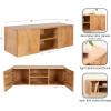 image:imageKate and Laurel Townsend Modern Floating Media Cabinet 36 x 12 x 12 Natural Wood Decorative Geometric Floating Console Table with Storage for Use as Living Room Storage or WallMounted Bar Cabinet