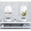image:imageKate and Laurel Travis Modern Capsule Wall Mirror 20 x 30 White Chic Geometric Wall Hanging Mirror for Display