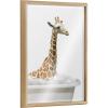image:imageKate and Laurel Blake Bathroom Bubble Bath Giraffe Framed Printed Glass Wall Art by The Creative Bunch Studio 18x24 Natural Baby Animal Art for Wall