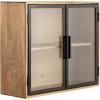 image:imageKate and Laurel Brogan Modern Rectangle Wall Cabinet 24 x 9 x 20 Natural Wood and Black Glass Display Cabinet for OverTheToilet Bathroom Storage Cabinet or Living Room Storage CabinetNatural