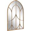 image:imageKate and Laurel Larisa Decorative Vintage Arch Mirror 24 x 36 Antique Gold Classic Arched Window Mirror with Decorative Overlay for Fireplace Mantel Mirror