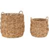 image:imageKate and Laurel Livia Modern TwoPiece Woven Basket Set 16 x 16 and 13 x 13 Natural Water Hyacinth Transitional Natural Wicker Baskets for Use as Woven Planters or Living Room Blanket BasketsNatural