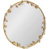 image:imageKate and Laurel Rosella Modern Ornate Round Wall Mirror 26 Inch Diameter Silver Circle Mirror with Floral Detailing for Use as Bathroom Mirror for Over Sink or Cute Kids Room DecorGold