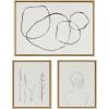 image:imageKate and Laurel Sylvie Going in Circles Grow and Minimalist Woman Framed Linen Textured Canvas Wall Art Set by Teju Reval of SnazzyHues Set of 3 Bright Gold Frames Abstract Art for WallNatural
