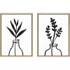 image:imageKate and Laurel Sylvie Modern Botanical Vases Framed Canvas Wall Art Set by The Creative Bunch Studio 2 Piece 18x24 Natural Contemporary Plant Art for Wall