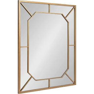 image:imageKate and Laurel Ardithe Geometric Decorative Rectangle Mirror 24 x 30 Gold Vintage Rectangular Mirror with Iron Windowpane Inlay for Bathroom Vanity UseGold