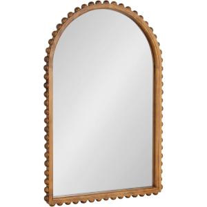 image:imageKate and Laurel Beadbrook Modern Beaded Arched Mirror 20 x 30 Rustic Brown Transitional Arch Wall Mirror for Use as Bathroom Mirror or Entryway Mirror Decor