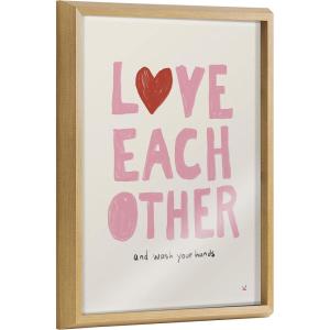 image:imageKate and Laurel Blake Love Each Other and Wash your Hands Framed Printed Glass Wall Art by Kelly Knaga 16x20 Natural Decorative Inspirational Art for Wall