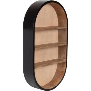 image:imageKate and Laurel Hutton Modern Capsule Wall Shelf 16 x 28 Light Natural and Black Minimal Round Oval Wall Shelves for Above Toilet Bathroom Storage or Cute Nursery Shelving