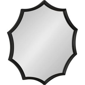 image:imageKate and Laurel Lalina Modern Scalloped Round Wall Mirror 24 Inch Diameter Black Decorative Glamorous Wall Decor AccentBlack
