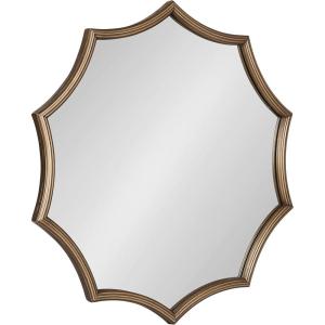 image:imageKate and Laurel Lalina Modern Scalloped Round Wall Mirror 24 Inch Diameter Black Decorative Glamorous Wall Decor AccentGold