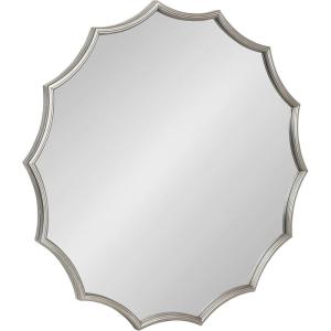 image:imageKate and Laurel Lalina Modern Scalloped Round Wall Mirror 24 Inch Diameter Black Decorative Glamorous Wall Decor AccentSilver