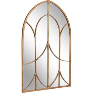 image:imageKate and Laurel Larisa Decorative Vintage Arch Mirror 24 x 36 Antique Gold Classic Arched Window Mirror with Decorative Overlay for Fireplace Mantel Mirror