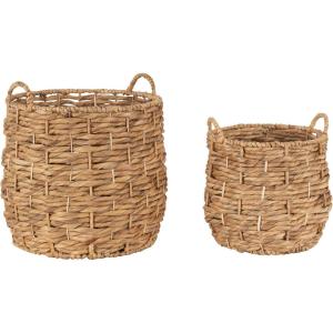 image:imageKate and Laurel Livia Modern TwoPiece Woven Basket Set 16 x 16 and 13 x 13 Natural Water Hyacinth Transitional Natural Wicker Baskets for Use as Woven Planters or Living Room Blanket BasketsNatural