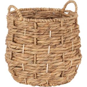 image:imageKate and Laurel Livia Modern Woven Storage Basket 13 x 13 Natural Water Hyacinth Boho Wicker Basket for Use as Nursery Storage Mini Laundry Basket or Living Room Blanket Basket
