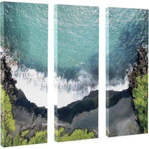 image:imageKate and Laurel Maui Black Sands Beach Canvas Wall Art Set by Rachel Dowd 3 Piece 12 x 28 Decorative Coastal Art for Wall