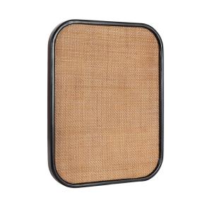 image:imageKate and Laurel Planche Modern Rattan Wall Pinboard 20 x 26 Black and Natural Rattan Boho Rounded Rectangle Wall Organizer for Use as Cork Board Vision Board or Bulletin Board