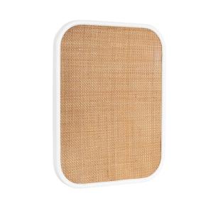 image:imageKate and Laurel Planche Modern Rattan Wall Pinboard 20 x 26 White and Natural Rattan Boho Rounded Rectangle Wall Organizer for Use as Cork Board Vision Board or Bulletin Board