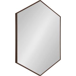 image:imageKate and Laurel Rhodes Modern Hexagon Wall Mirror 31 x 22 Dark Silver Chic Geometric Wall MirrorWalnut Brown