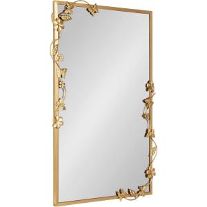 image:imageKate and Laurel Rosella Modern Ornate Rectangle Wall Mirror 20 x 30 Gold Decorative Rectangular Mirror with Floral Detailing for Use as Bathroom Mirror for Over Sink or Cute Kids Room Decor