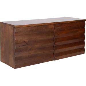 image:imageKate and Laurel Semsa Modern Fluted TwoDoor Wall Cabinet 30 x 10 x 14 Walnut Brown Decorative Storage Cabinet for Use as Floating Nightstand or Floating TV Shelf